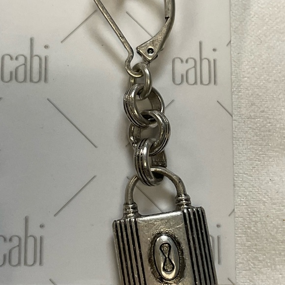 Cabi Silvertone Lock Padlock Dangle earrings - Picture 2 of 3